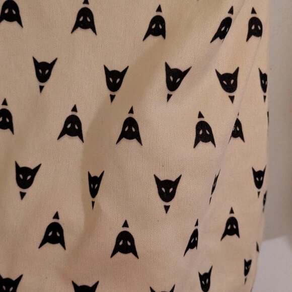 vintage cream 70s disco secretary blouse with black cat print - Picture 6 of 7